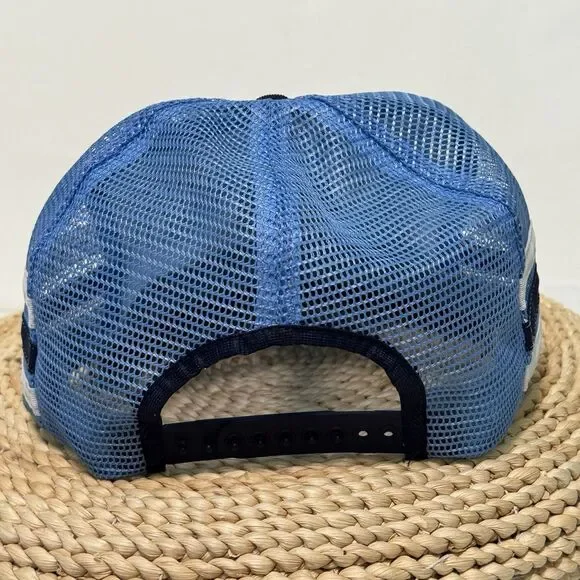 Vintage 80s North Carolina Tar Heels Three Stripes SnapBack Trucker Mesh Hat UNC